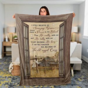Christian Jesus Faith Countryside Landscape Blanket - Old Barn Painting Amazing Grace 1