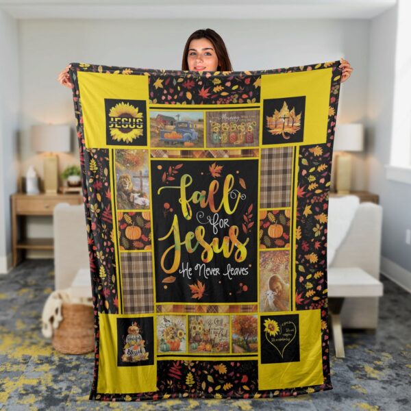 Faith-inspired Christian Throw Blanket – Fall For Jesus He Never Leaves