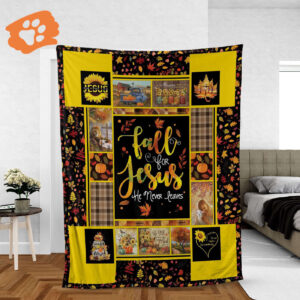 Faith-inspired Christian Throw Blanket - Fall For Jesus He Never Leaves