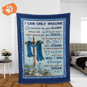 Faith-inspired Christian Throw Blanket with Old Rugged Cross Blue Butterfly Daisy Flowers - Perfect Inspirational Gift!