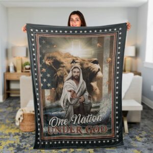 Christian Throw Blanket - Jesus Faith Inspirational Gift - One Nation Under God 1
