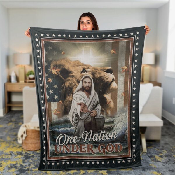 Christian Throw Blanket – Jesus Faith Inspirational Gift – One Nation Under God