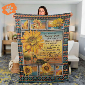 Christian Jesus Inspirational Throw Blanket - Amazing Grace Sunflower Gift