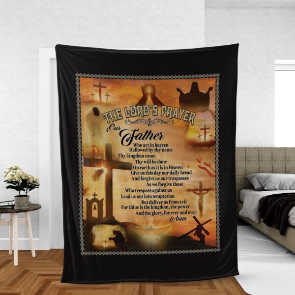 Christian Sunset Throw Blanket – Inspirational Jesus Gift with The Lord s Prayer