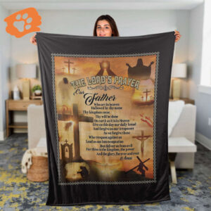 Christian Sunset Throw Blanket - Inspirational Jesus Gift with The Lord s Prayer