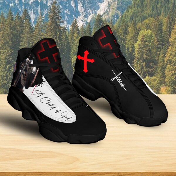 Christian Warrior Basketball Shoes, A Child Of God Jesus Cross Running Shoes, Jesus Basketball Shoes With Thick Soles, Jesus Warrior Gift