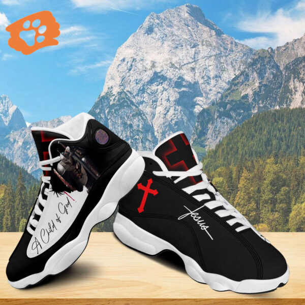 Christian Warrior Basketball Shoes, A Child Of God Jesus Cross Running Shoes, Jesus Basketball Shoes With Thick Soles, Jesus Warrior Gift
