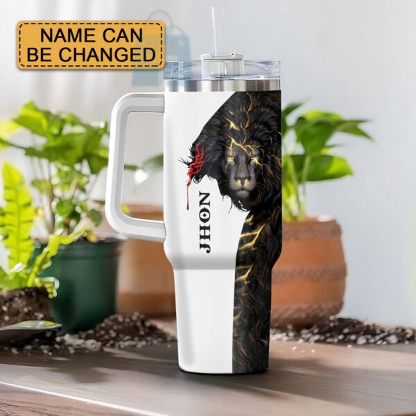 Personalized Lion Jesus King Cross Tumbler – Perfect Christmas Gift!