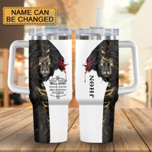 Personalized Lion Jesus King Cross Tumbler - Perfect Christmas Gift!