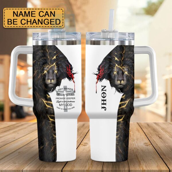 Personalized Lion Jesus King Cross Tumbler – Perfect Christmas Gift!