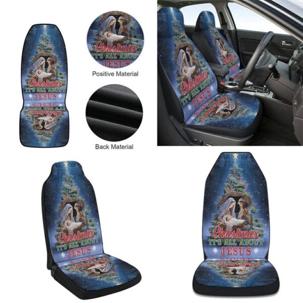 Christmas Tree Nativity O Holy Night Car Seat Cover – Jesus Car Decor Gift