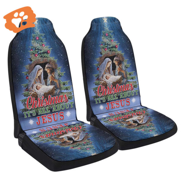 Christmas Tree Nativity O Holy Night Car Seat Cover – Jesus Car Decor Gift