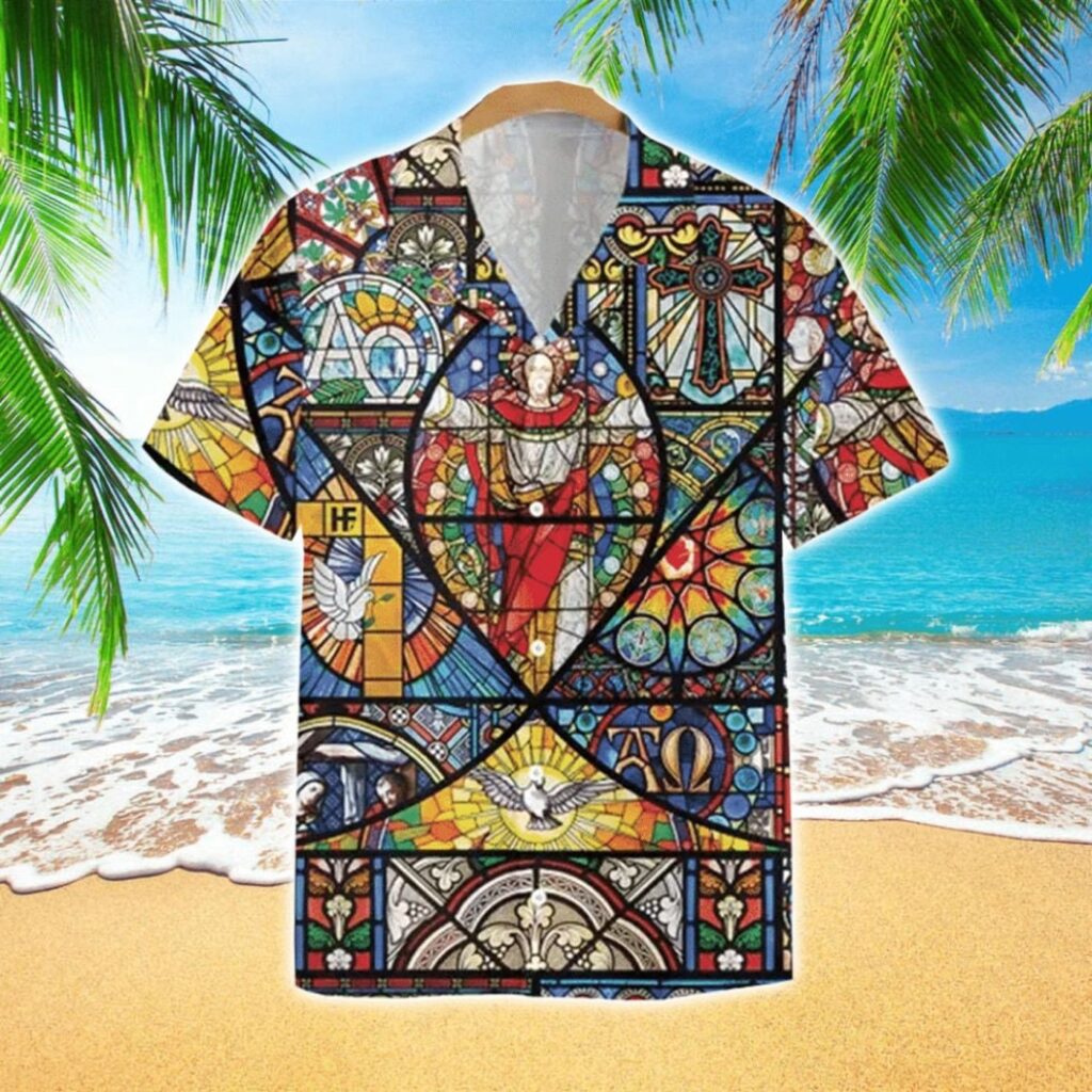 Colorful Jesus Pattern Hawaiian Shirt – Vibrant Christian Aloha Fashion