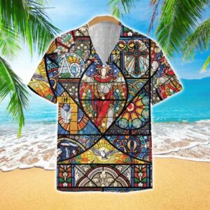 Colorful Jesus Pattern Hawaiian Shirt - Vibrant Christian Aloha Fashion