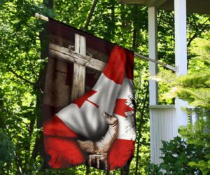 Cross Behind Canadian Flag God Jesus Christ Vintage Flag Patriotic Outdoor Decor 7