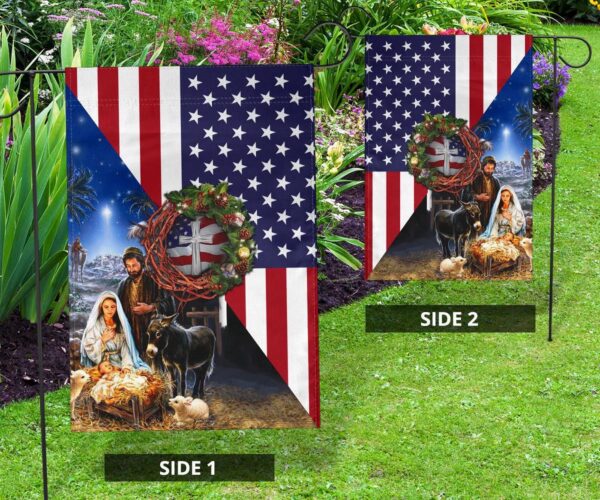 Cross Jesus Borned With American Flag Christmas Wreath Christian Flag Christmas Garden Decor