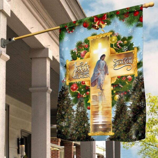 Cross Jesus Is The Reason For The Reason Flag  Front Porch Christmas Decorations 2025 Outdoor
