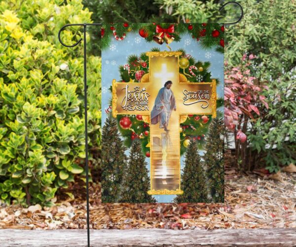 Cross Jesus Is The Reason For The Reason Flag  Front Porch Christmas Decorations 2025 Outdoor