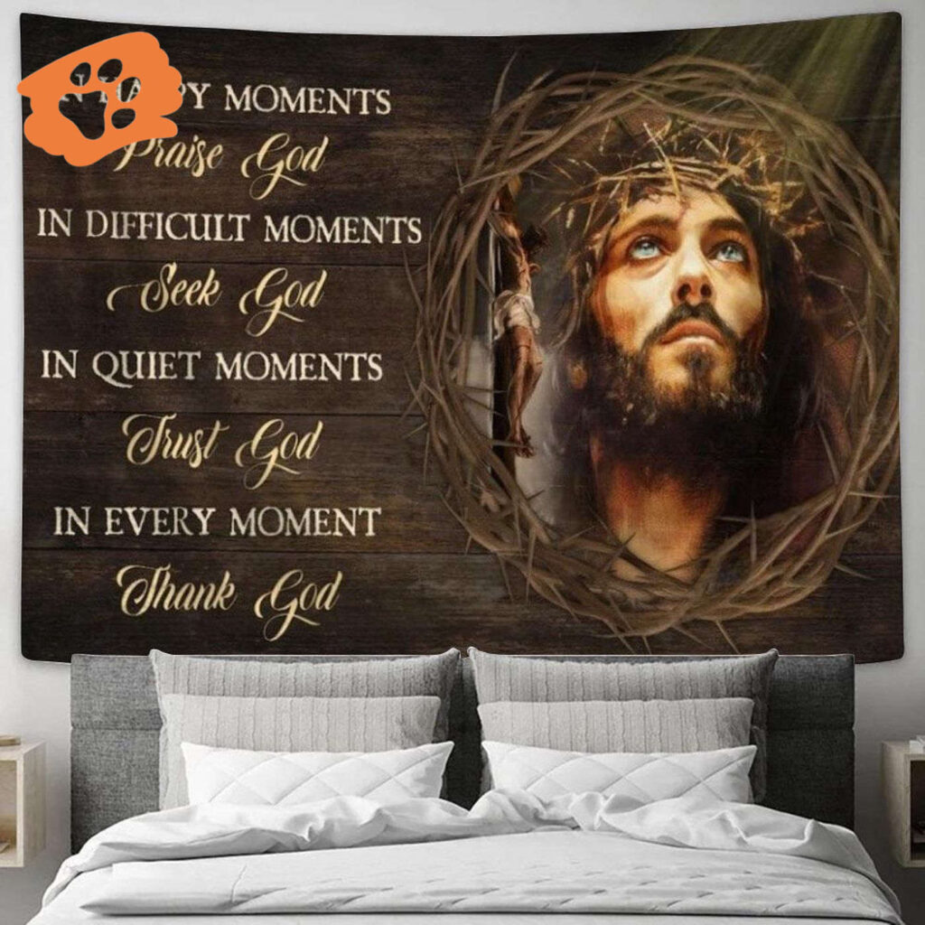 Crown of Thorns Tapestry: Thank God Jesus in Every Moment – Living Room Bedroom Decor Crown of Thorns Tapestry: Thank God Jesus in Every Moment – Living Room Bedroom Decor