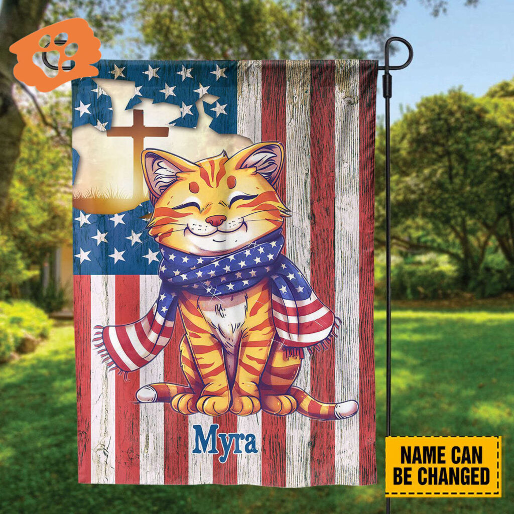 Custom Cat Jesus Cross Flag – Independence Day Garden Decor for Cat Lovers Custom Cat Jesus Cross Flag – Independence Day Garden Decor for Cat Lovers
