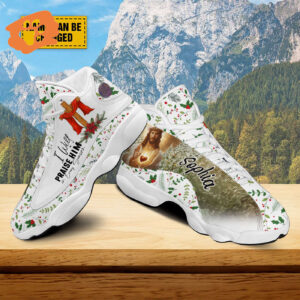 Custom Jesus Christmas Cross Basketball Shoes, I Will Praise Him In Every Season Running Shoes, Christ Religious Gift