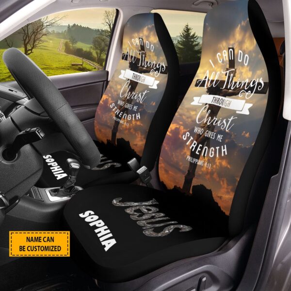 Custom Jesus Cross Car Seat Cover – Strength Front Seat Protector