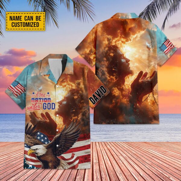 Custom Jesus Hawaiian Shirt: American Flag Aloha Set Perfect Independence Day Gift for Men