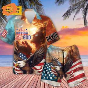Custom Jesus Hawaiian Shirt: American Flag Aloha Set Perfect Independence Day Gift for Men