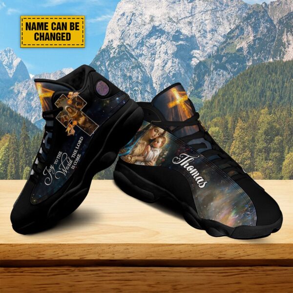 Custom Mary Nativity Jesus Christmas Basketball Shoes, Joy To The World The Lord Is Come Running Shoes, Jesus Sport Shoes
