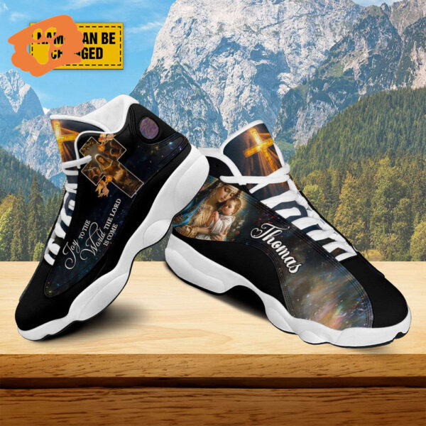 Custom Mary Nativity Jesus Christmas Basketball Shoes, Joy To The World The Lord Is Come Running Shoes, Jesus Sport Shoes