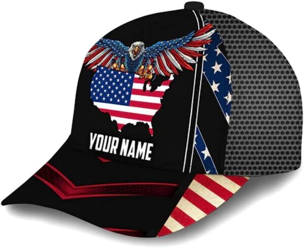 Custom Name American Flag Eagle Baseball Cap, Christian, Jesus Hat Trucker Classic Hats Gift