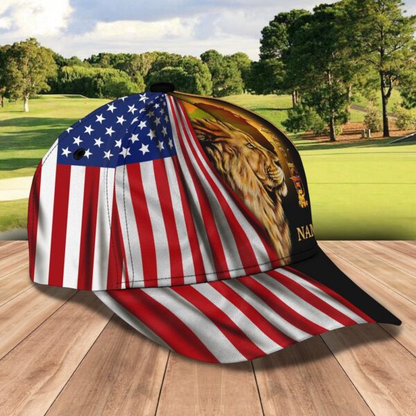 Custom Name Jesus Lion Flag Classic Cap – Gift 2025 for Men Women