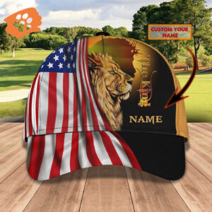 Custom Name Jesus Lion Flag Classic Cap - Gift 2025 for Men Women