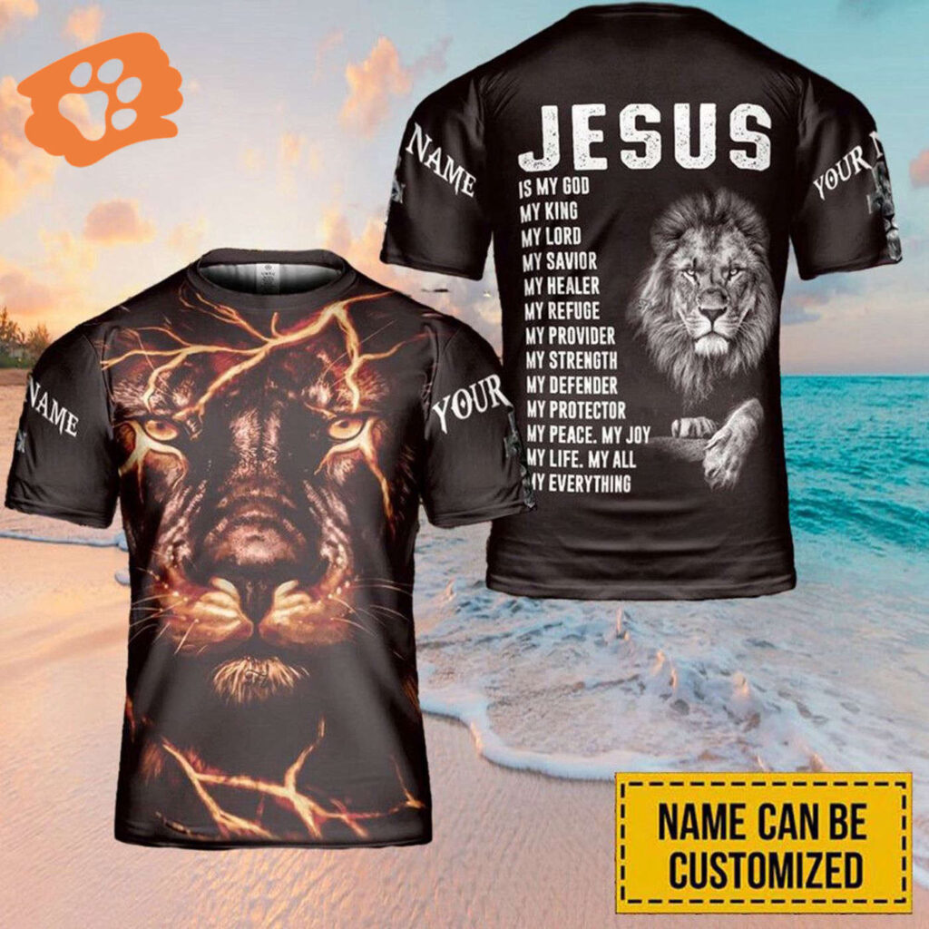 Personalized Lion Jesus 3D T-Shirt: Perfect Christian Gift Personalized Lion Jesus 3D T-Shirt: Perfect Christian Gift