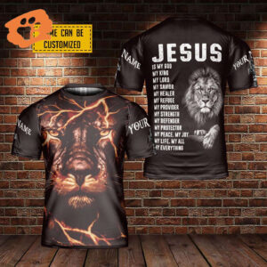 Custom Name Lion Jesus Christ Lion Of Judah All Over Print 3D T-Shirt - Christian Faith Shirt for Men and Women