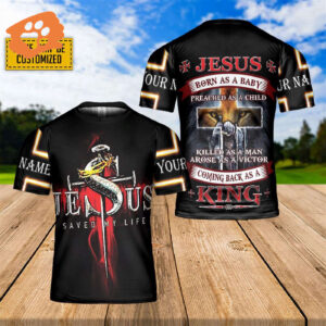 Custom Lion of Judah Warrior 3D T-Shirt - Jesus Saved My Life - Men & Women - Christian Catholic Tee
