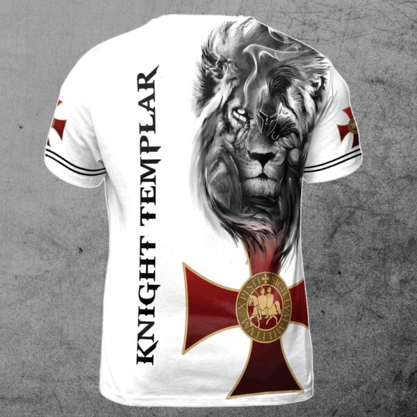 Custom Name Religious Lion Knight Templar Jesus Christ 3D T-Shirt S-5XL