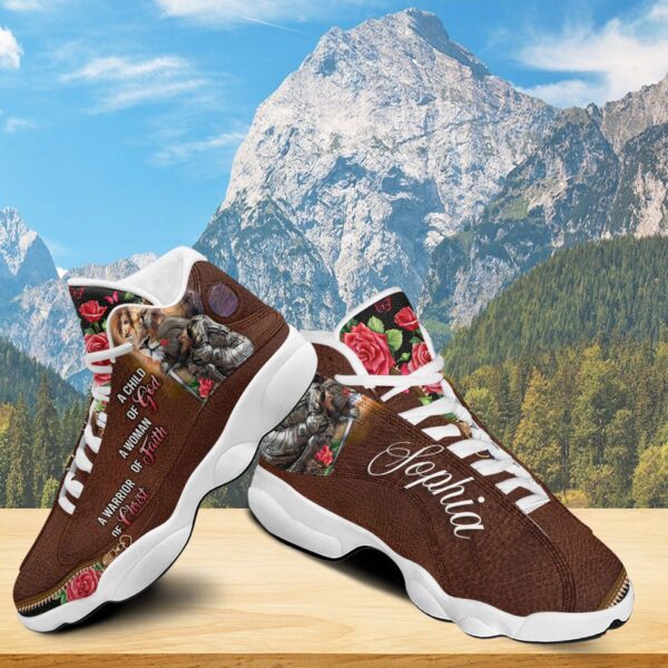 Custom Woman Warrior Of God Basketball Shoes, Jesus Lion Rose Running Shoes, Child Of God Sneaker Shoes Gift For Mom