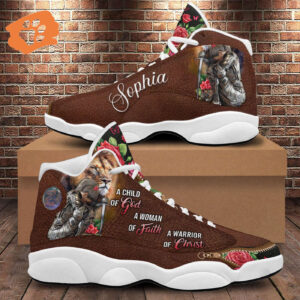 Custom Woman Warrior Of God Basketball Shoes, Jesus Lion Rose Running Shoes, Child Of God Sneaker Shoes Gift For Mom