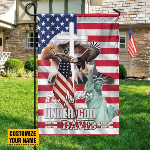 Custom American Eagle Garden Flag & Statue of Liberty Jesus Cross House Flag – Independence Day Gifts