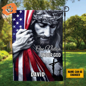 Custom American Flag Jesus Yard Sign - One Nation Under God Metal Sign Jesus Lover Gift