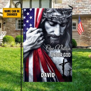 Custom American Flag Jesus Yard Sign - One Nation Under God Metal Sign Jesus Lover Gift 1