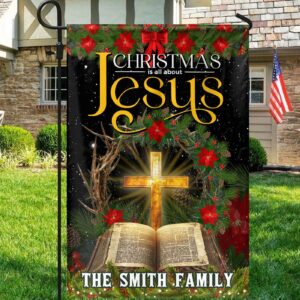 Personalized Christmas Jesus Garden Flag for Christ Bible Cross House Decor 1