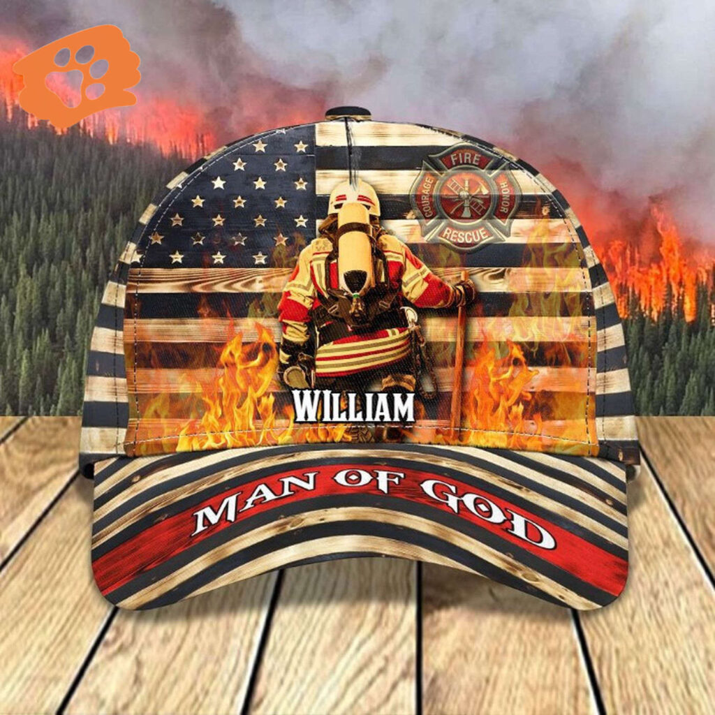 Customized Firefighter Man of God Cap for Man, Jesus is my Savior Firefighter Hat Trucker Classic Hats Gift