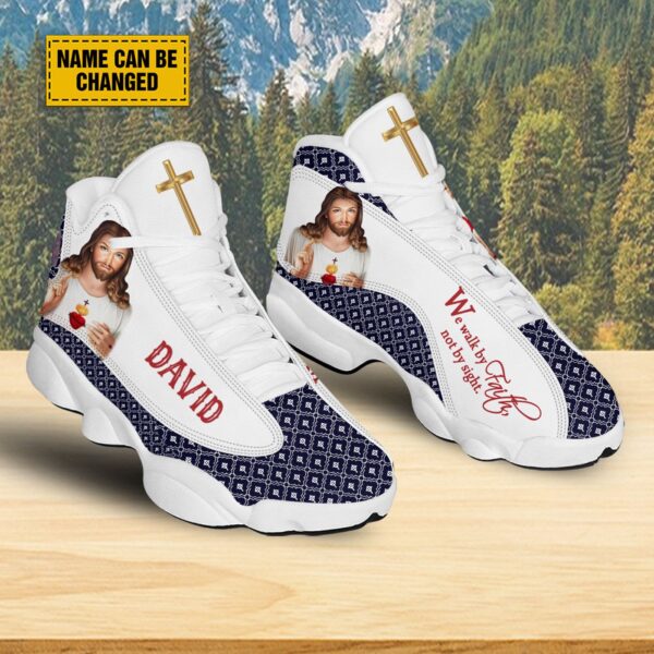 Customized Jesus Art Basketball Shoes, We Walk By Faith Not By Sight Running Shoes, Unisex Shoes With Thick Sole