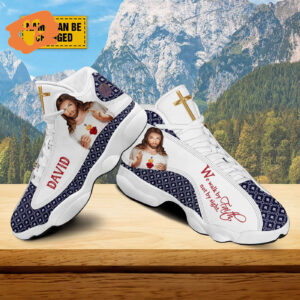 Customized Jesus Art Basketball Shoes, We Walk By Faith Not By Sight Running Shoes, Unisex Shoes With Thick Sole