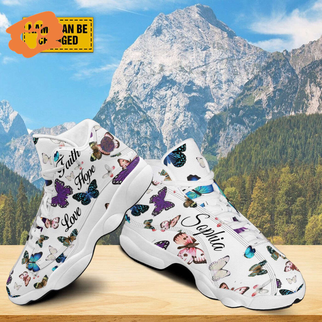 Customized Jesus Butterfly Basketball Shoes, Faith Hope Love Christian Shoes With Thick Soles, Christian Religious Gift Customized Jesus Butterfly Basketball Shoes, Faith Hope Love Christian Shoes With Thick Soles, Christian Religious Gift