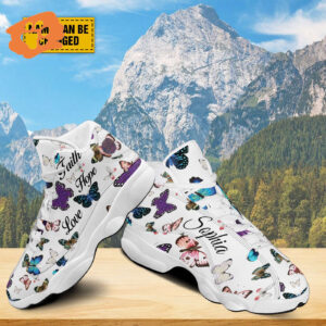 Customized Jesus Butterfly Basketball Shoes, Faith Hope Love Christian Shoes With Thick Soles, Christian Religious Gift