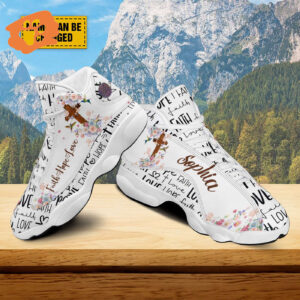 Customized Jesus Cross Hummingbird Flower Basketball Shoes, Faith Hope Love Footwear, Christ Religious Running Shoes