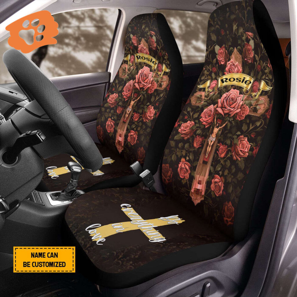 Custom Jesus Cross Roses Car Seat Cover – Love Christ Religious Protectors God Catholic Gifts Custom Jesus Cross Roses Car Seat Cover – Love Christ Religious Protectors God Catholic Gifts